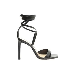 Schutz Bryce Leather Lace-Up Stiletto Heel Sandals Black Size 6.5 New In Box